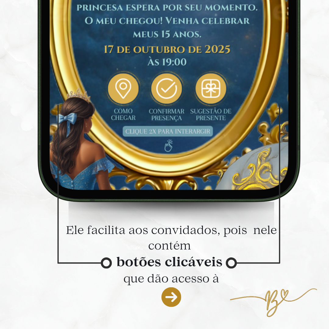 Convite Premium Cinematográfico 15 Anos Cinderela
