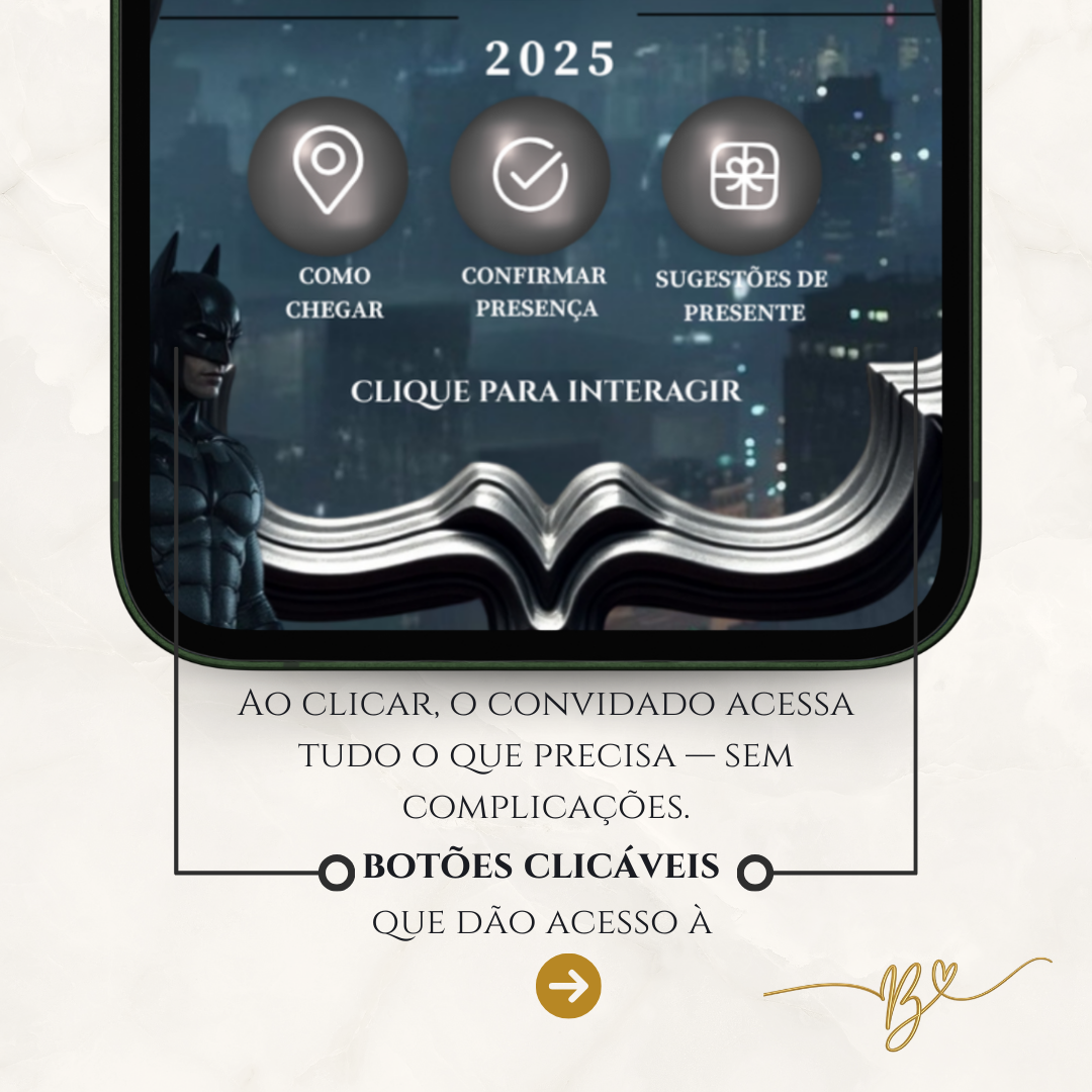 Convite Cinematográfico Premium -  Batman Aniversário