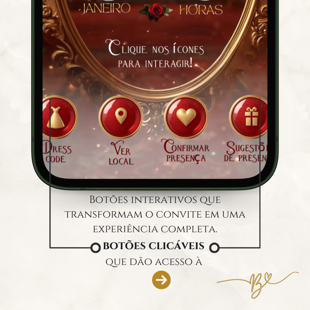 Convite Cinematográfico Premium  15 Anos | A Bela e a Fera