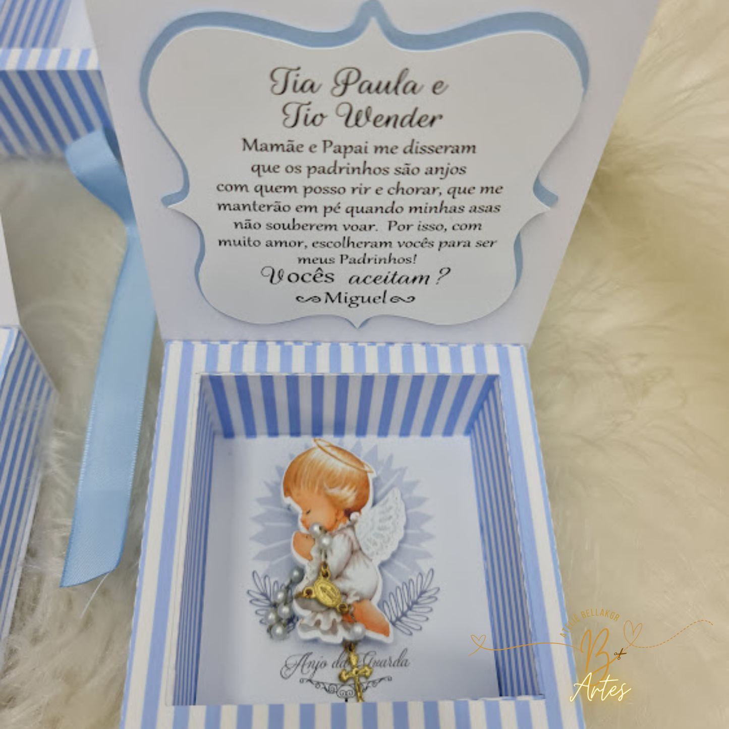 Arquivo Caixa Convite Padrinho/ Batizado, Azul