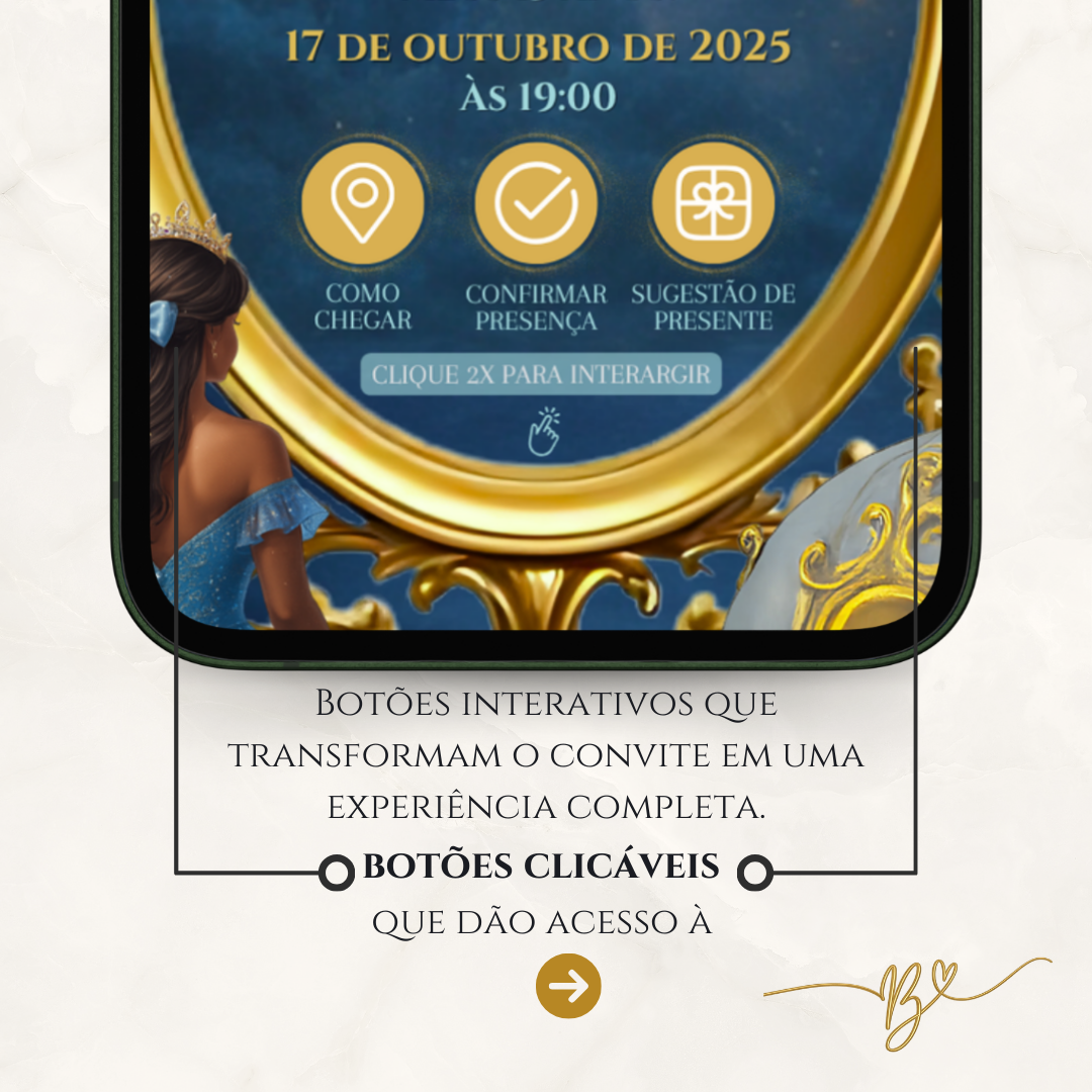 Convite Cinematográfico Premium – 15 Anos Cinderela