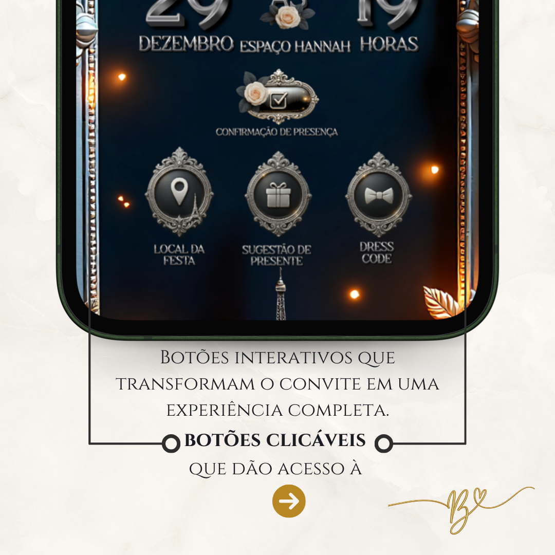 Convite Cinematográfico Premium  15 Anos | Paris