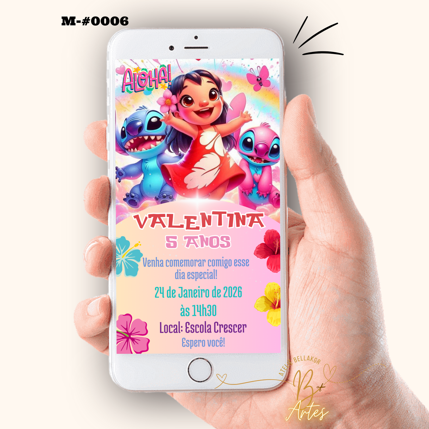 Convite Digital Simples –Lilo & Stitch