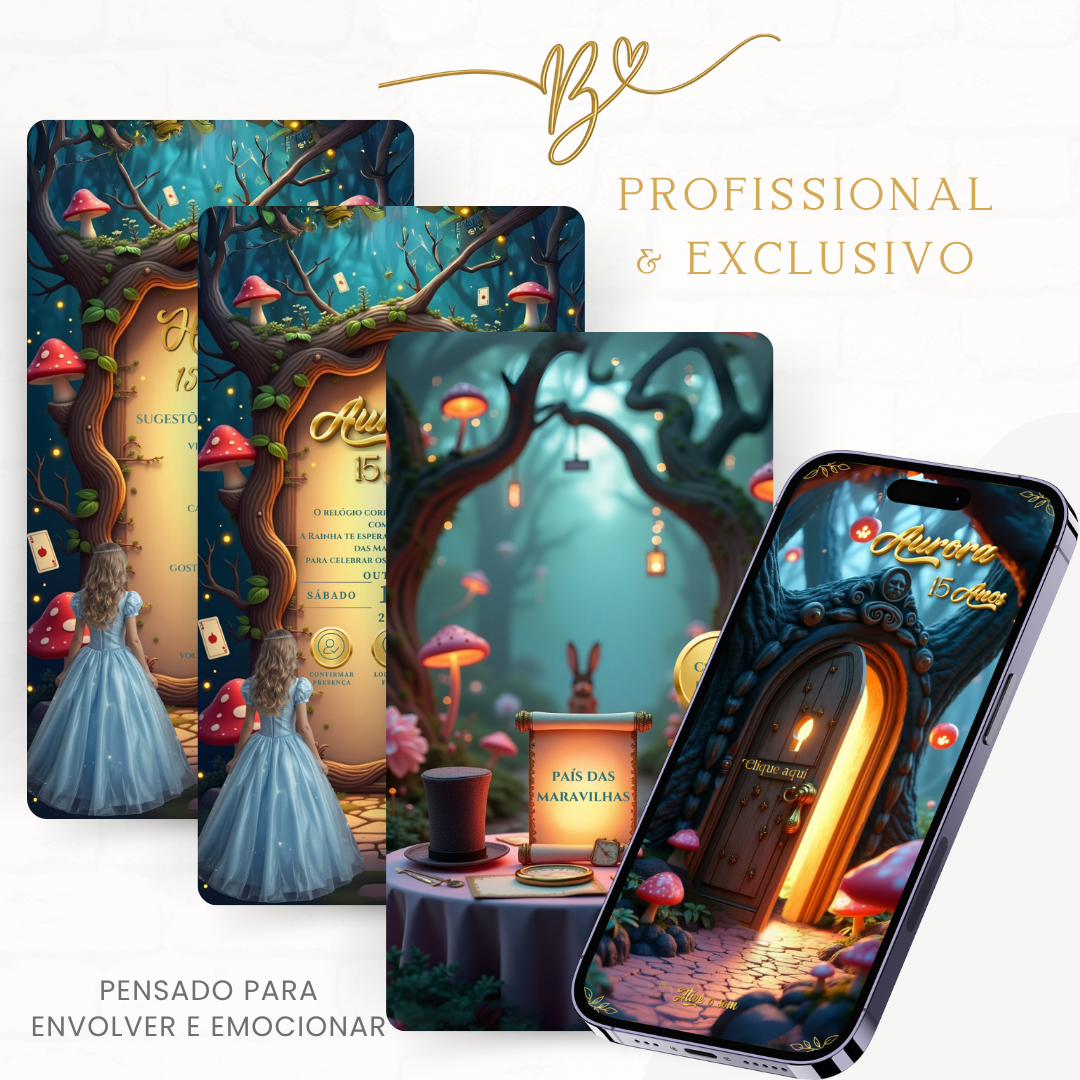 Convite Premium Cinematográfico Alice no Pais das Maravilhas