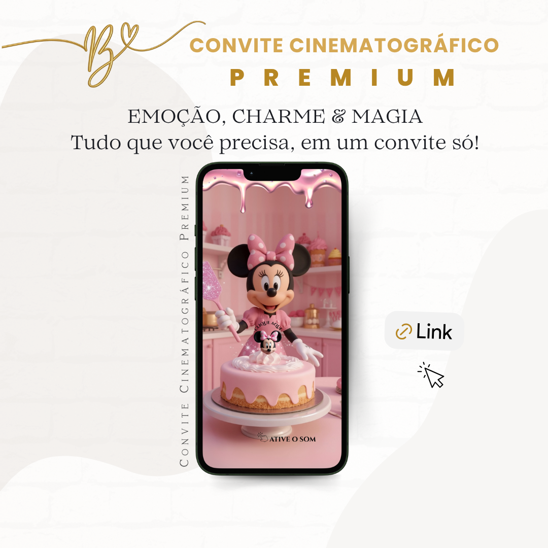 Convite Premium Cinematográfico Minnie Confeiteira