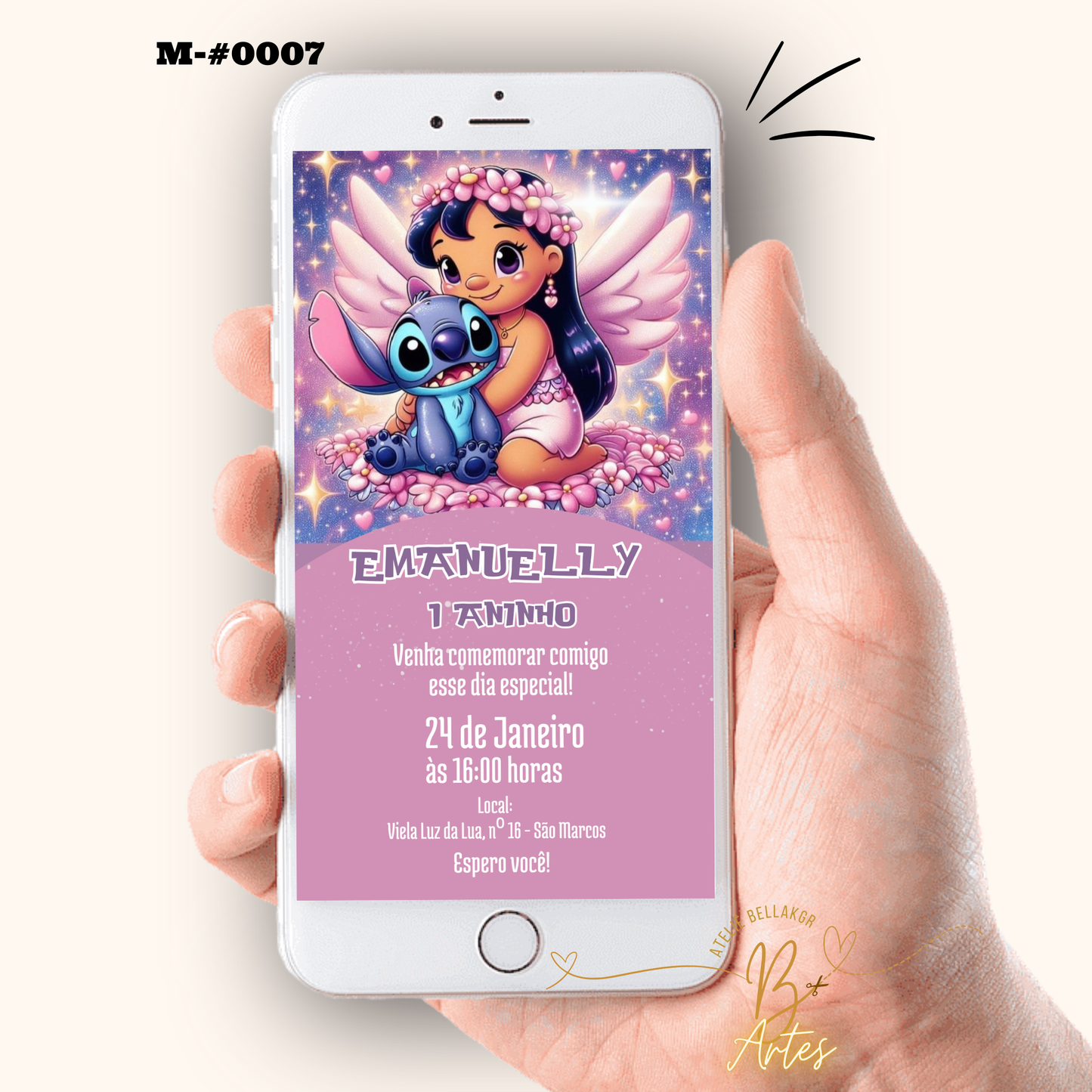 Convite Digital Simples –Lilo & Stitch