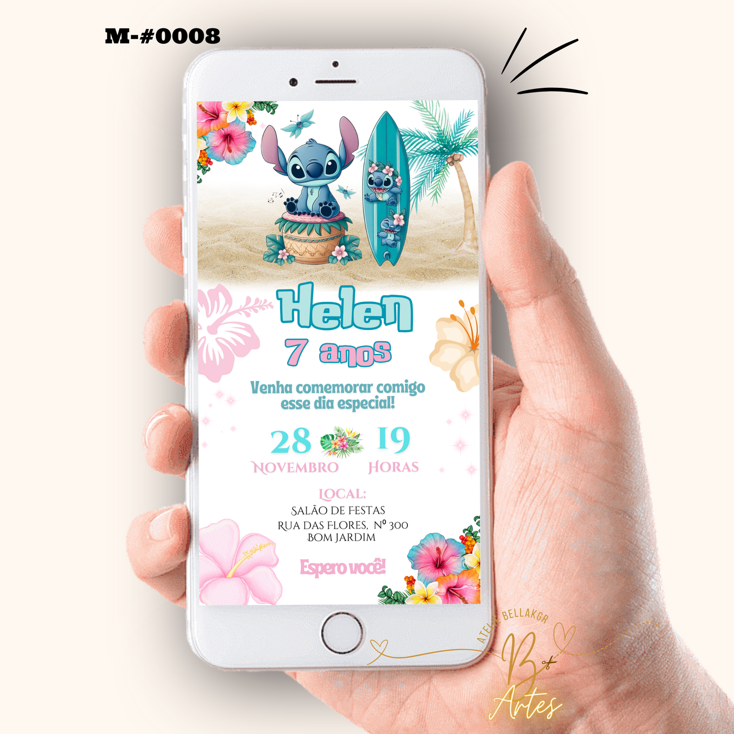 Convite Digital Simples –Lilo & Stitch