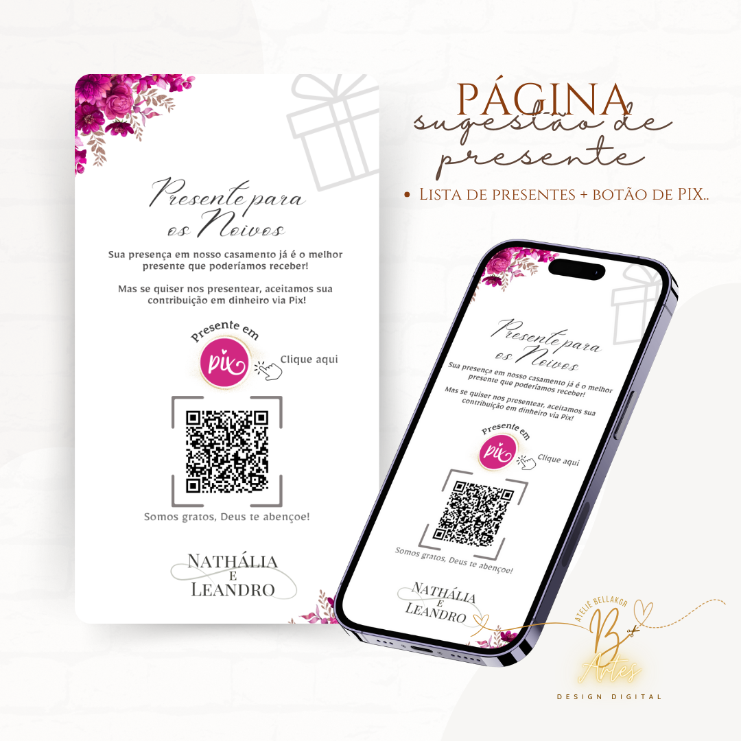 Convite Casamento Website- Florar Pink + (Brinde- Save the Date)