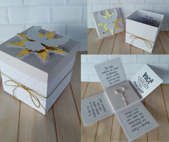 Arquivo de Corte Caixa Convite Padrinhos, Elefantinho- Azul +BRINDE