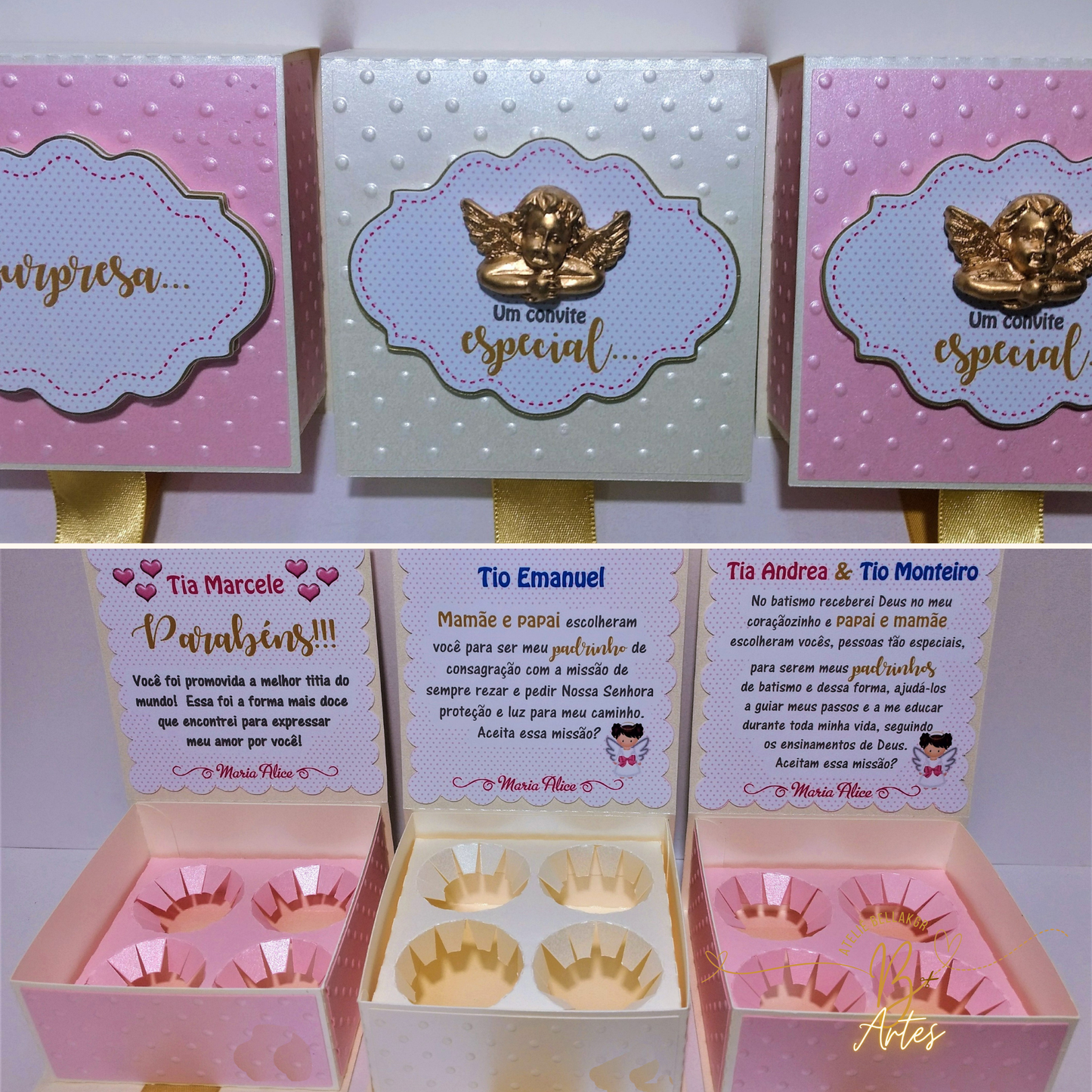 Arquivo Caixa Convite Padrinho/ Batizado, Azul