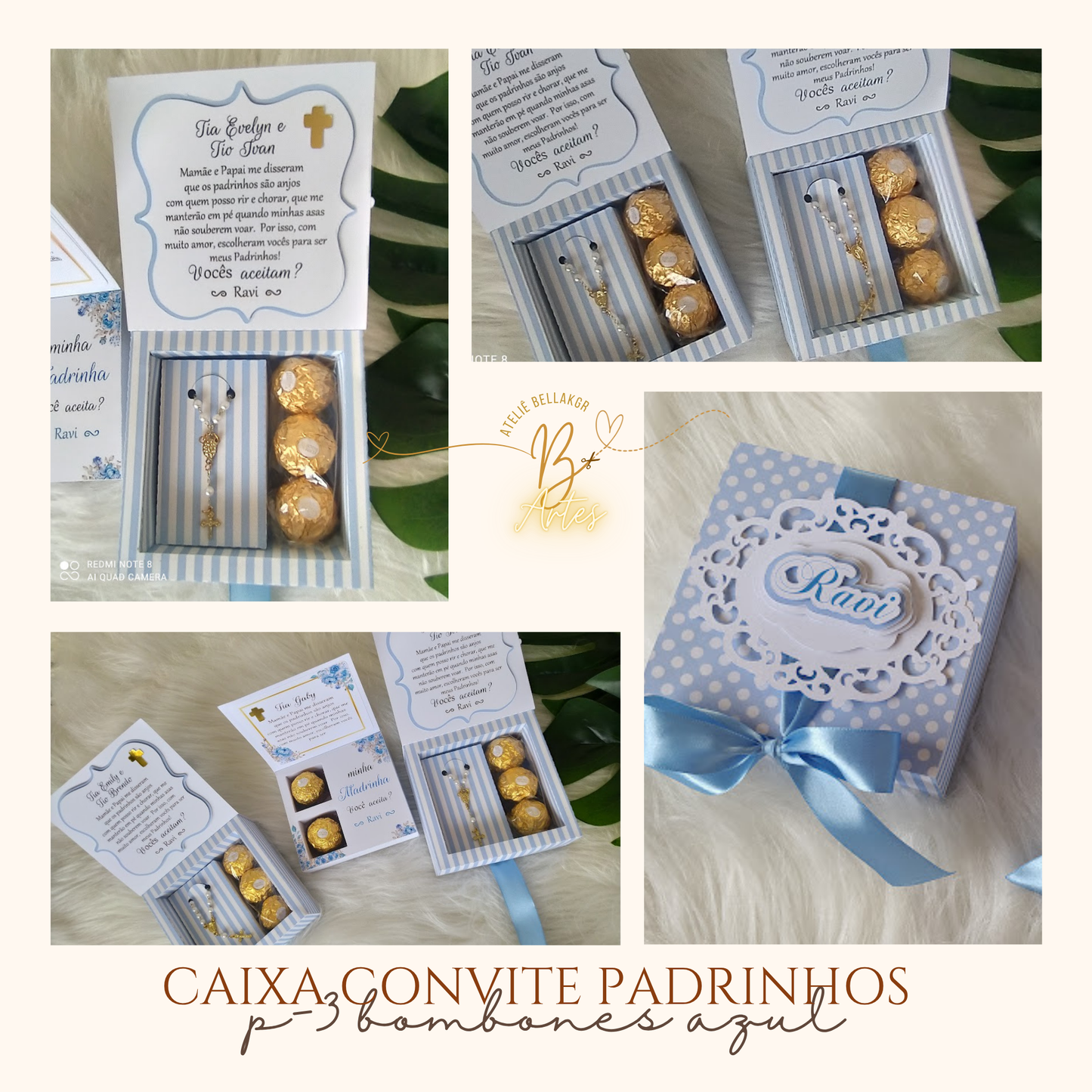 Arquivo de Corte Caixa Convite Padrinhos, 3 Ferreiros- Azul +BRINDE