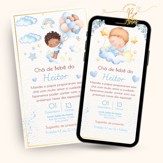 Convite Digital Simples – Chá de Bebê Menino