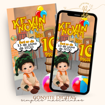 Convite Digital - Personalizados Com Mascotinhos- Chaves Baby