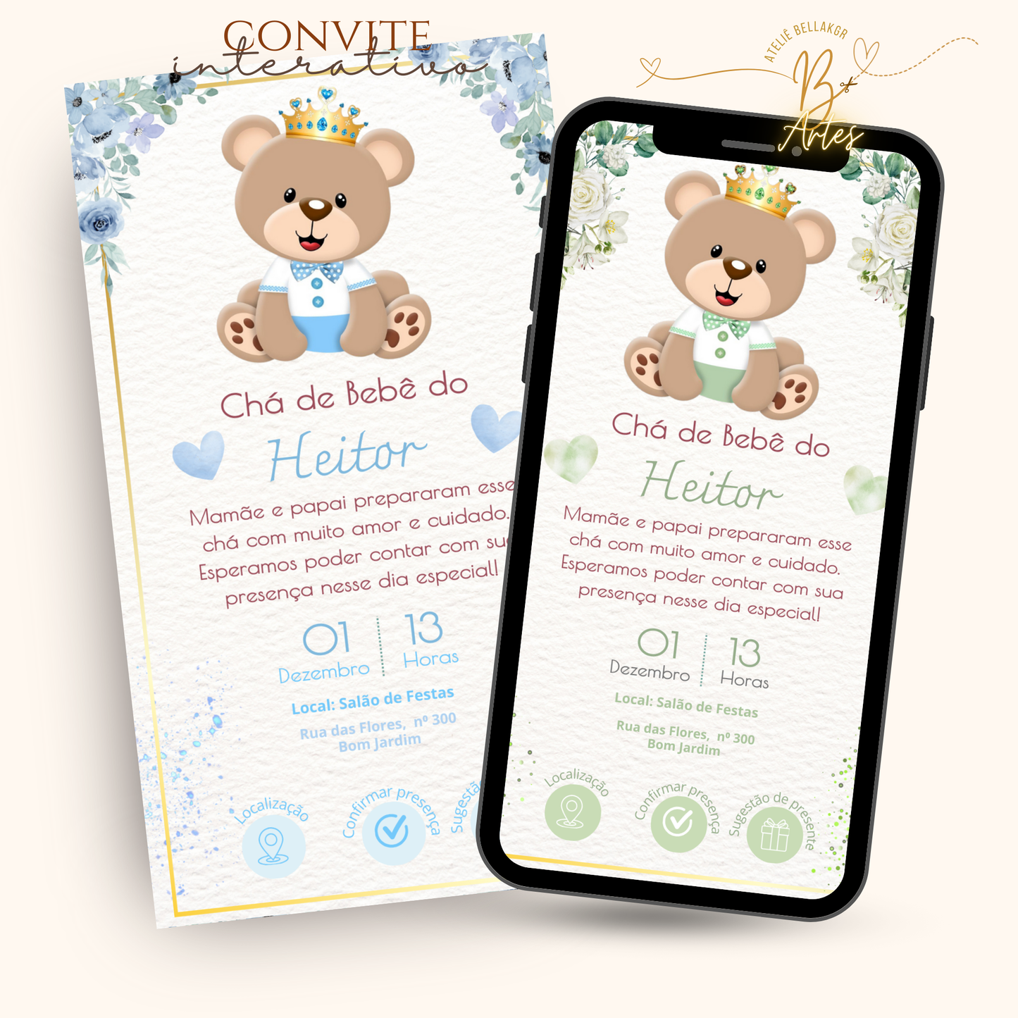 Convite Digital Interativo– Chá de Bebê Menino