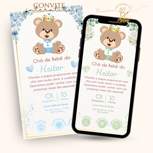 Convite Digital Interativo– Chá de Bebê Menino