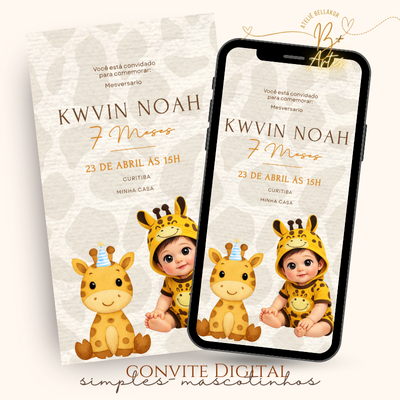 Convite Digital - Personalizados Com Mascotinhos- Girafa BaBY