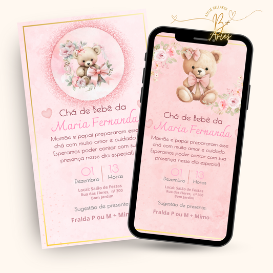 Convite Digital Simples – Chá de Bebê Menina