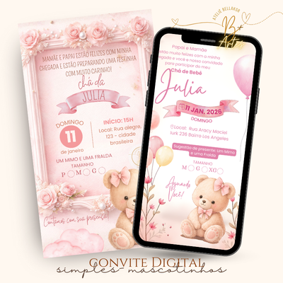 Convite Digital Simples – Chá de Bebê Menina