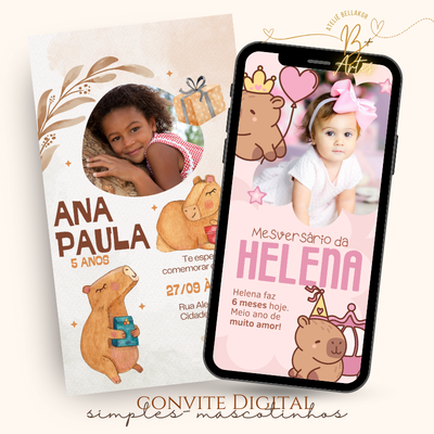 Convite Digital | Aniversario Personalizado| Capivara