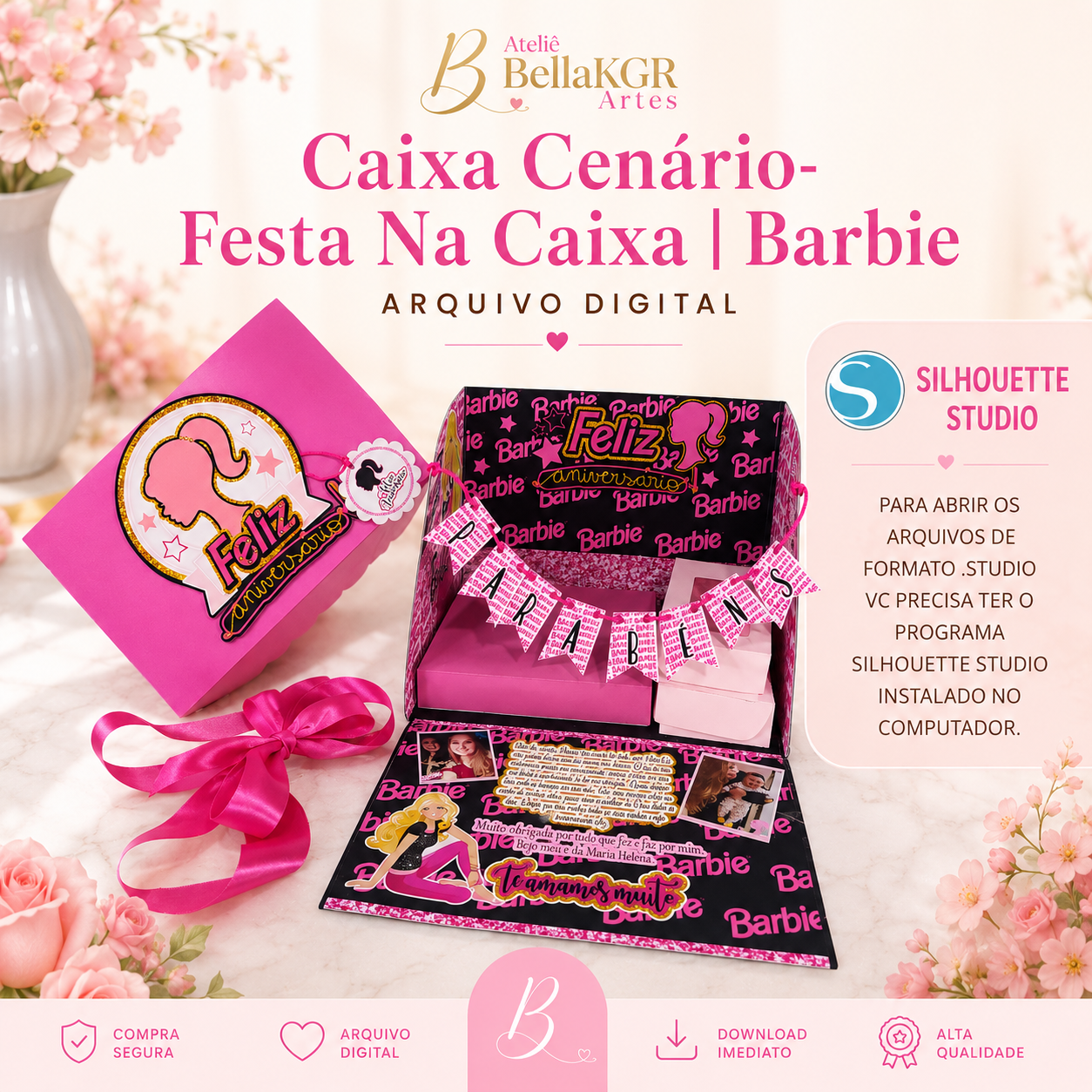 Arquivo de corte Caixa Cenário l Festa Na Caixa l Barbie