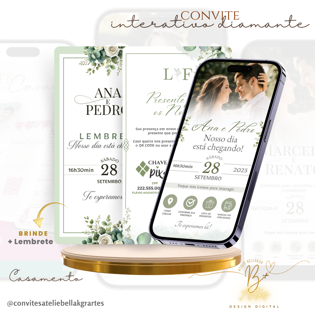 Convite Interativo Diamante | Casamento Verde Oliva