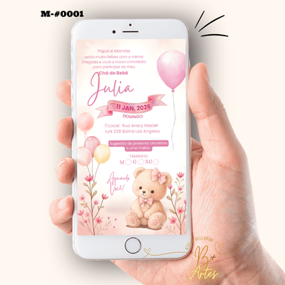 Convite Digital Simples – Chá de Bebê Menina