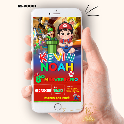 Convite Digital - Personalizados Com Mascotinhos- Super Mario