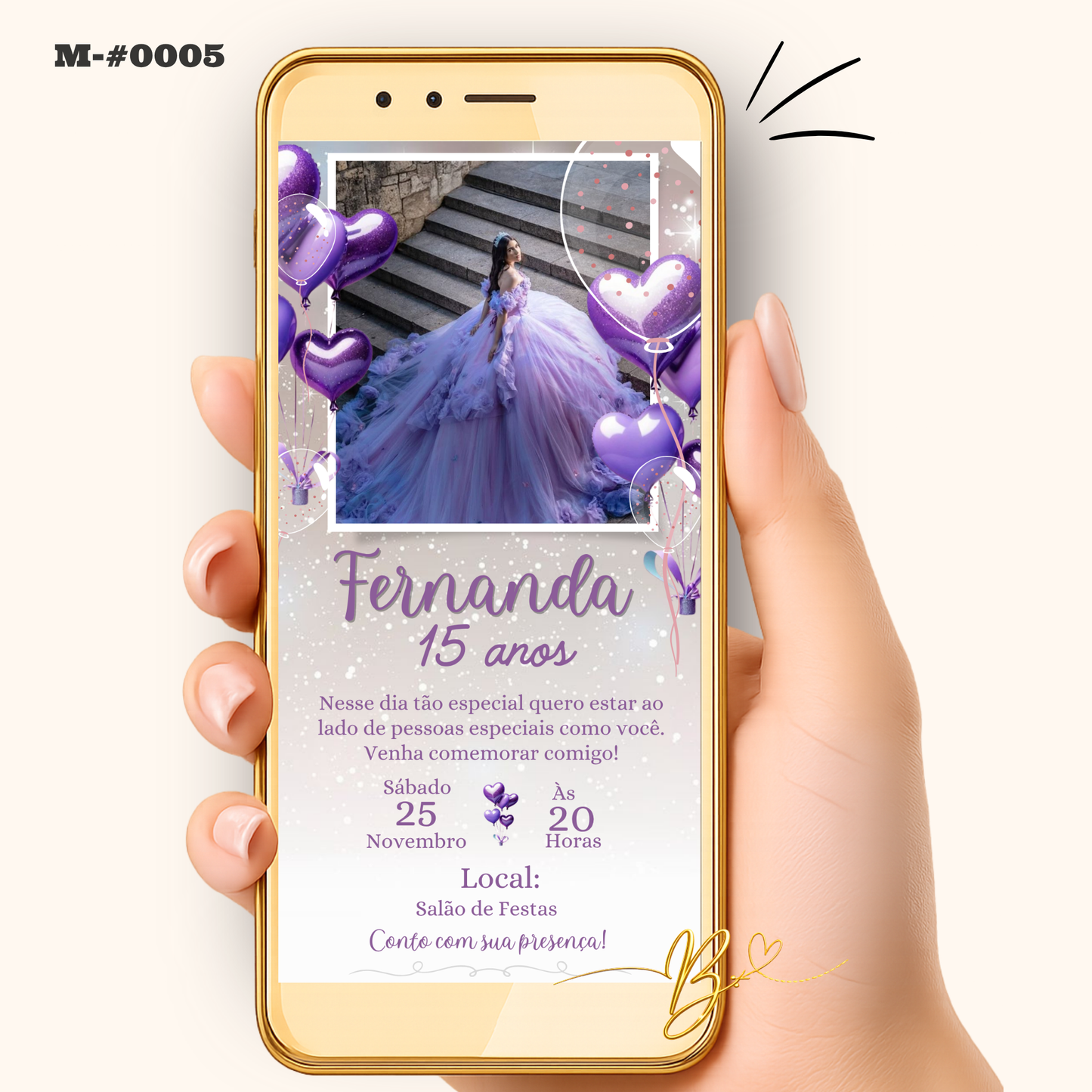 Convite Digital Clássico com Foto | 15 Anos