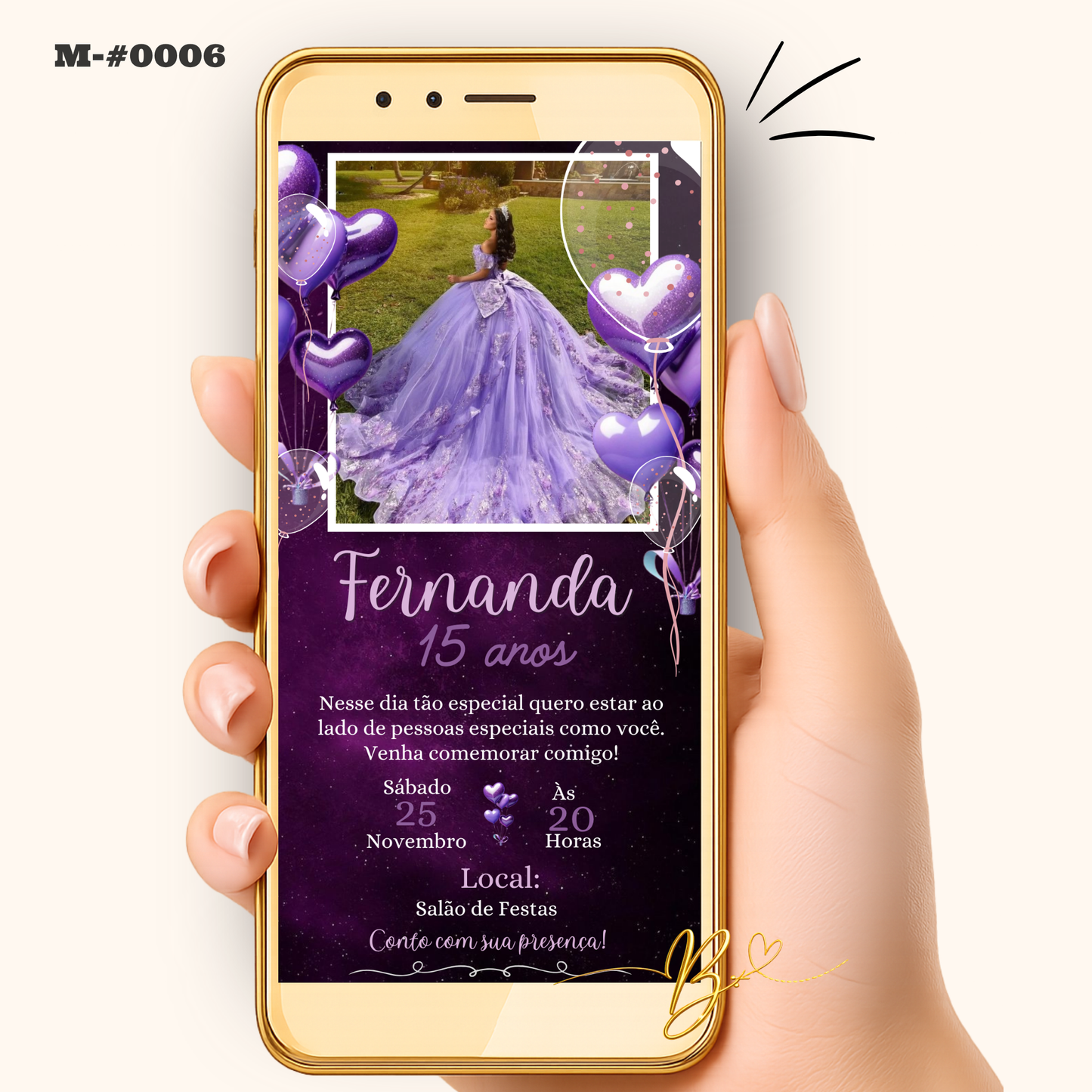 Convite Digital Clássico com Foto | 15 Anos