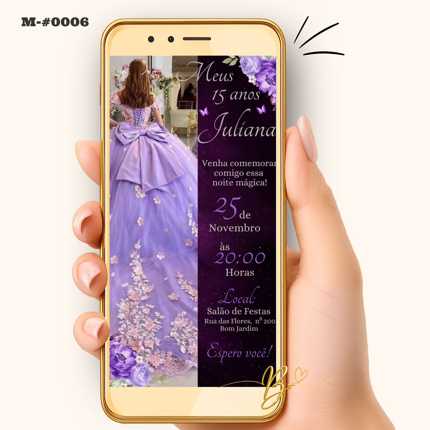 Convite Digital Clássico com Foto | 15 Anos