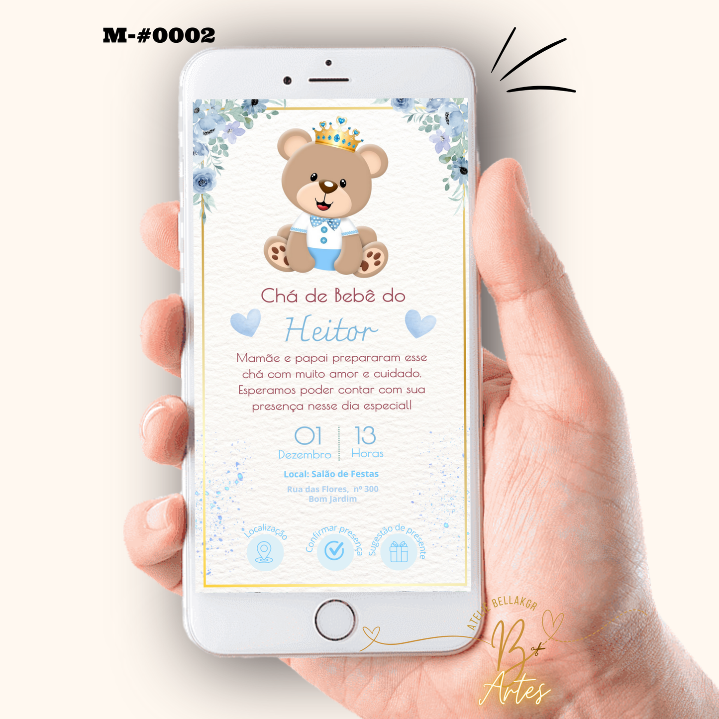 Convite Digital Interativo– Chá de Bebê Menino