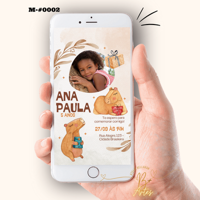 Convite Digital | Aniversario Personalizado| Capivara
