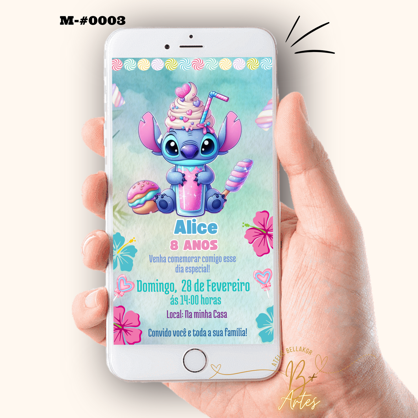 Convite Digital Simples –Lilo & Stitch Aniversário