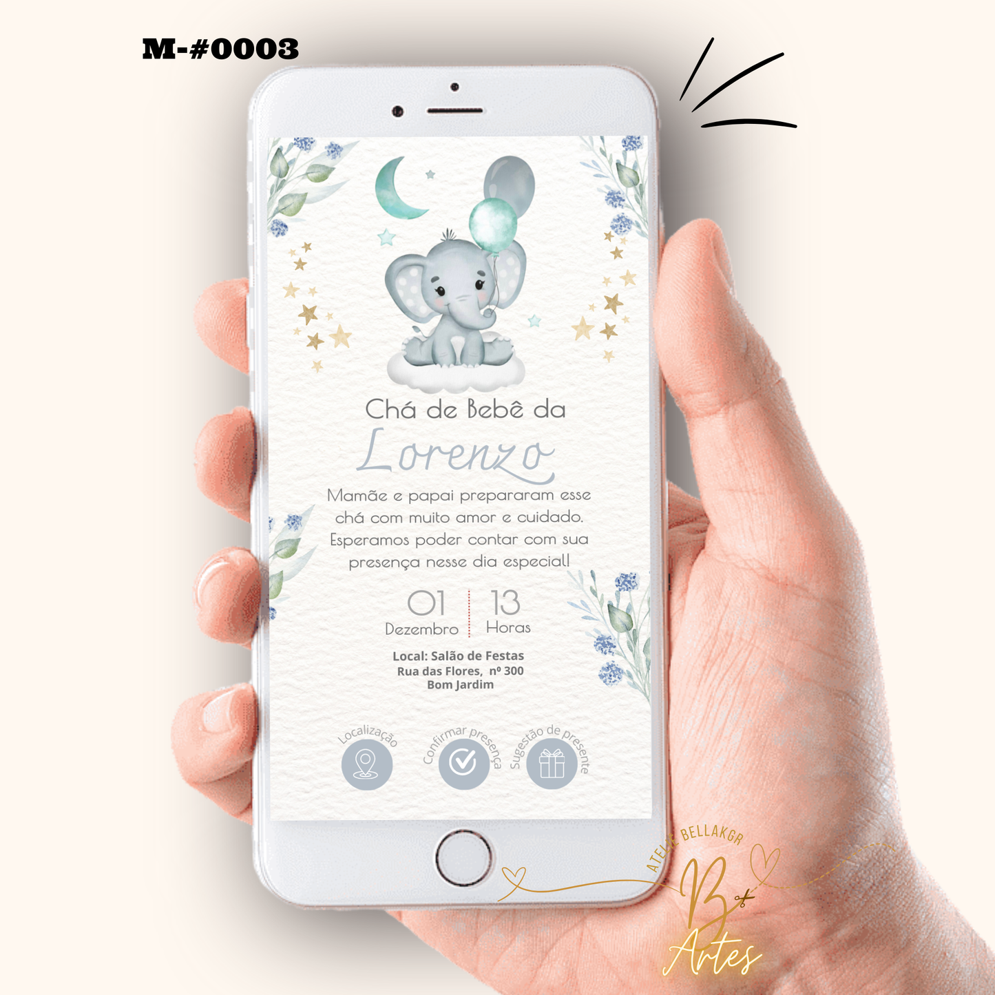 Convite Digital Interativo– Chá de Bebê Menino