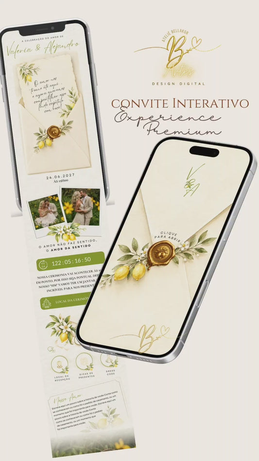 Convite de Casamento Interativo Premium + Lista de Presentes Personalizada