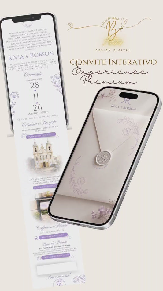 Convite de Casamento Interativo Infinito Premium Lavanda