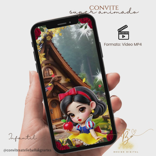Convite Super Animado | Branca de Neve | Aniversário