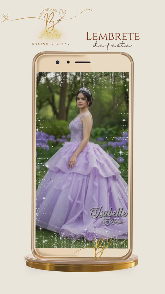 Lembrete Digital Personalizado Premium |  Lilás 15 Anos