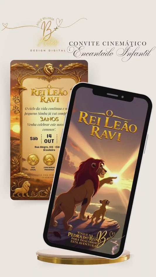 Convite Infantil Digital Cinematográfico | Rei Leão 🦁