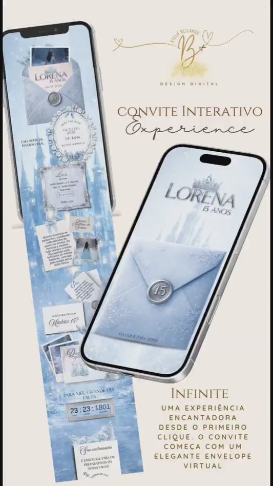 CONVITE DIGITAL INTERATIVO CAPA + INFINITO DAMA DE HONRA 15 ANOS