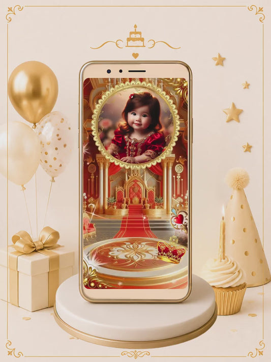 Convite Digital Animado 3d Premium Minnie Realeza Vermelho