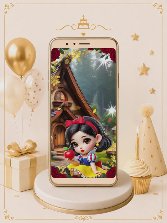 Convite Digital Animado 3d Premium Branca de Neve