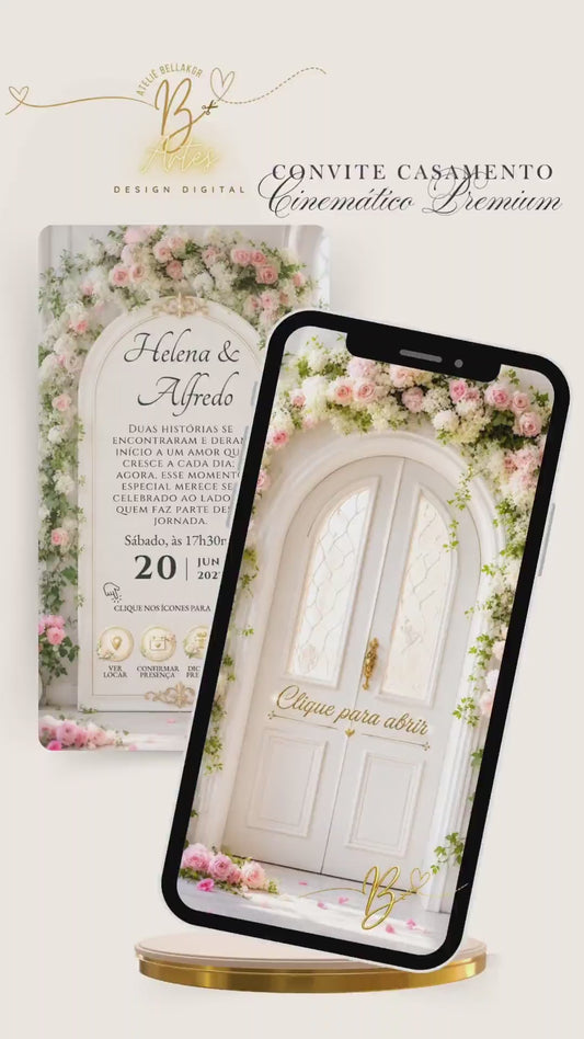 Convite De Casamento Clásico Digital Interativo |Convite Cinematográfico Casamento na Praia