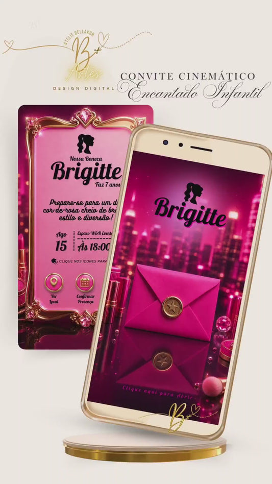 Convite Digital Cinematográfico Barbie Luxo