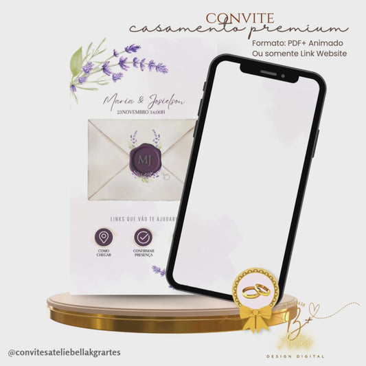 Convite De Casamento Premium | Floral Lavanda+ (Brinde- Save the Date)
