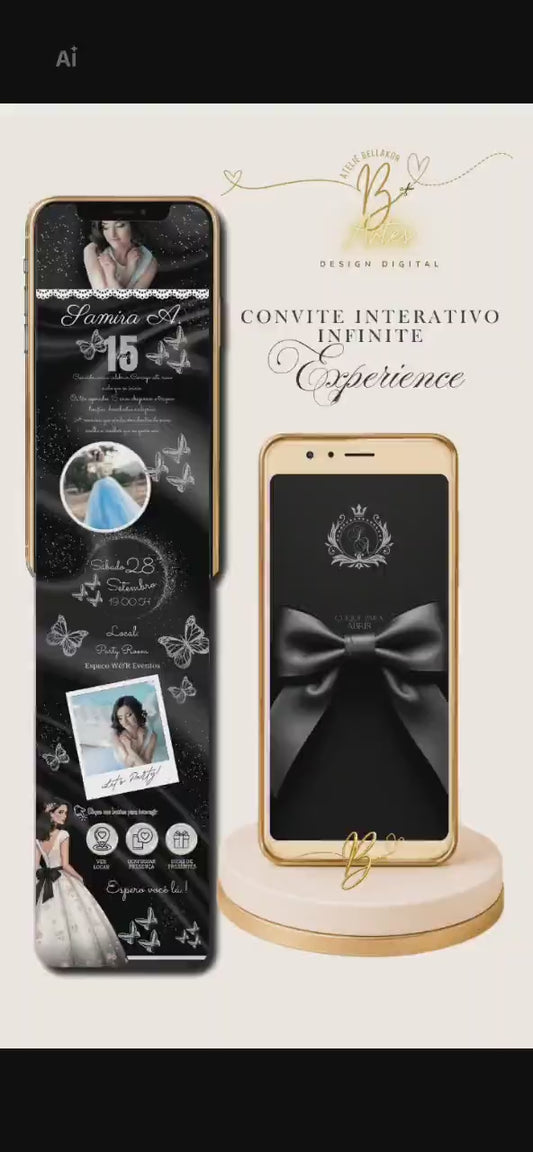 CONVITE DIGITAL INTERATIVO  INFINITO  EXPERIENCE 15 ANOS Black Royal Silver Gala