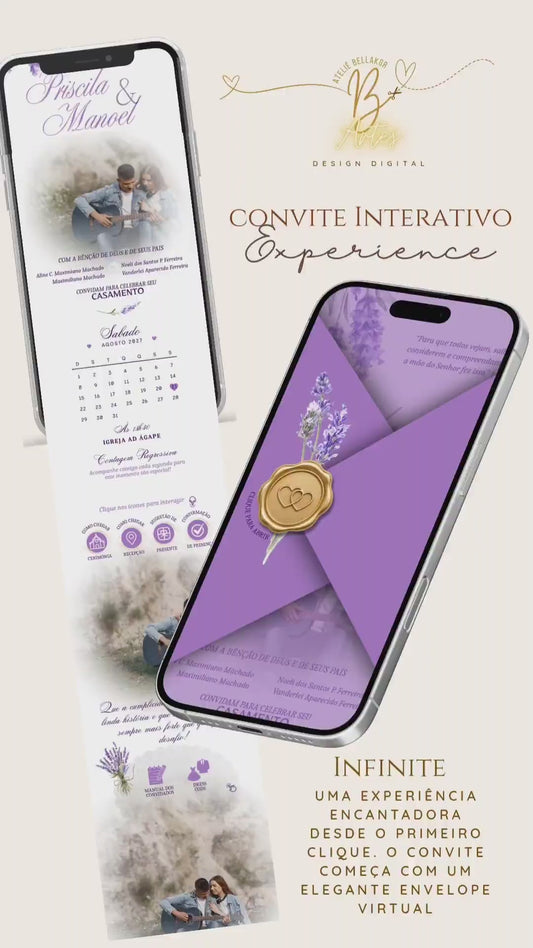 CONVITE DIGITAL INTERATIVO  INFINITO  EXPERIENCE CASAMENTO | LAVANDA ROMANCE