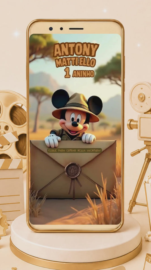 Convite Digital Cinematográfico Safári do Mickey