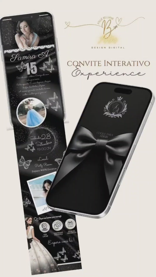 Convite 15 Anos Interativo Infinito Experience  | Black Royal Silver Gala