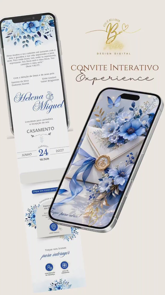 Convite de Casamento Digital Interativo Infinito | Experience | Blue Butterfly Enchantment